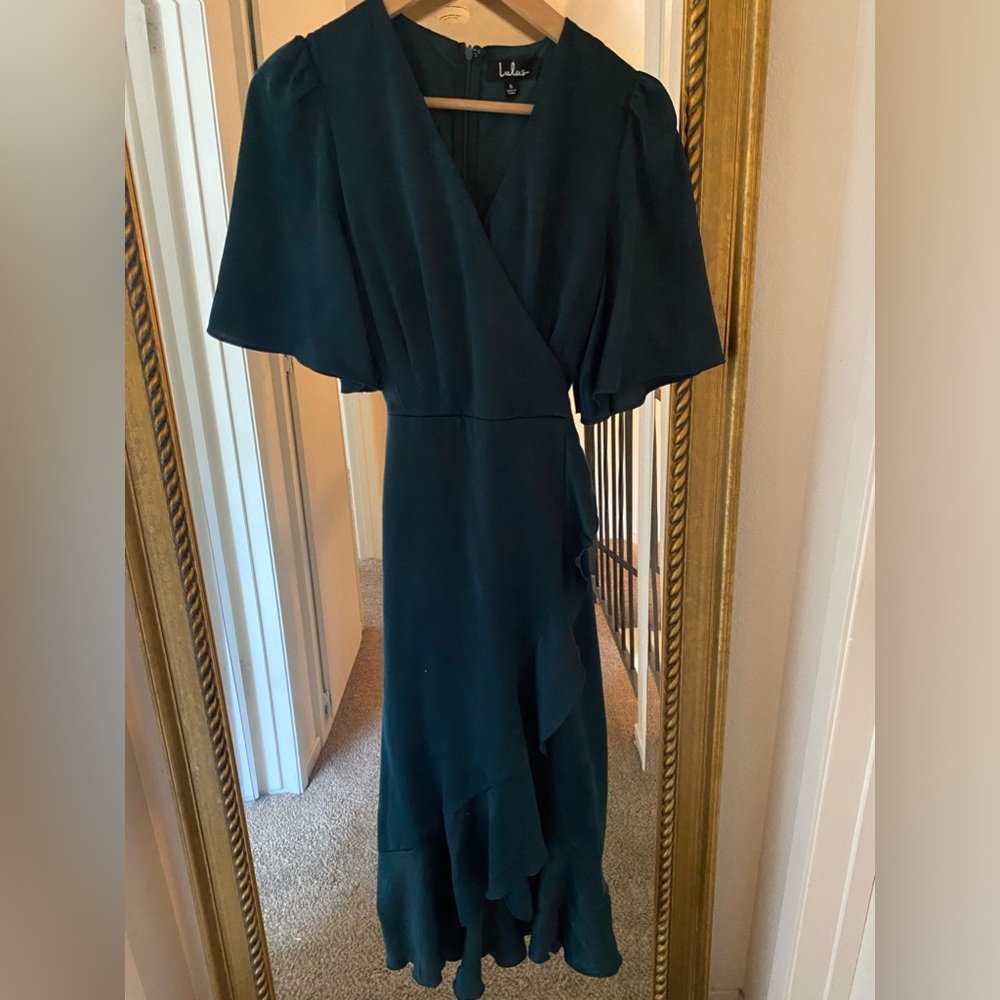 Satin green gown